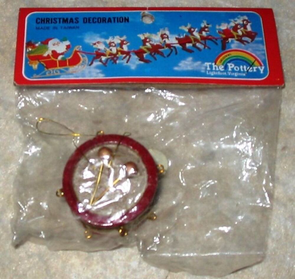 The Pottery Clay Drum Hanging Christmas Ornament Collectible